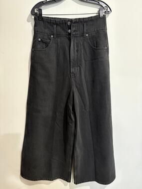 NWT Banana Republic High Waisted Wide Leg Jeans Black Women's Size Long 29